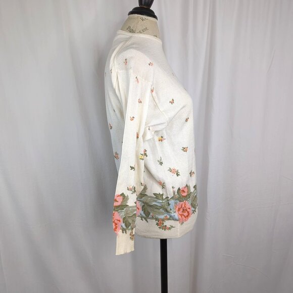 Vintage Mondi Floral Sweater Small White Knit - Picture 7 of 10
